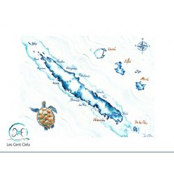 Affiche Les cent ciels « Carte aquarelle de Nouvelle-Calédonie » 