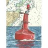 Tirage d'art Aquarelle sur carte marine 18 x 24 cm