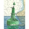 Tirage d'art Aquarelle sur carte marine 18 x 24 cm