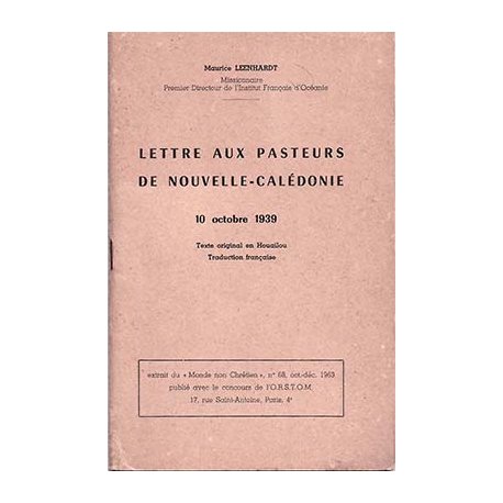 Lettre aux pasteurs de Nouvelle-Calédonie