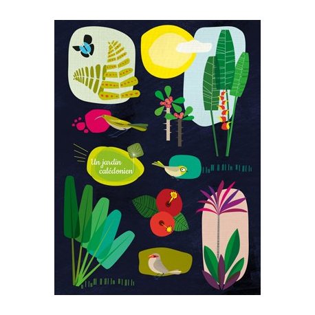 Affiche A3 Un Jardin calédonien (fond bleu)