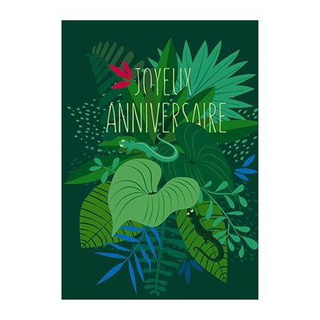 Carte double Joyeux anniversaire (margouillat)
