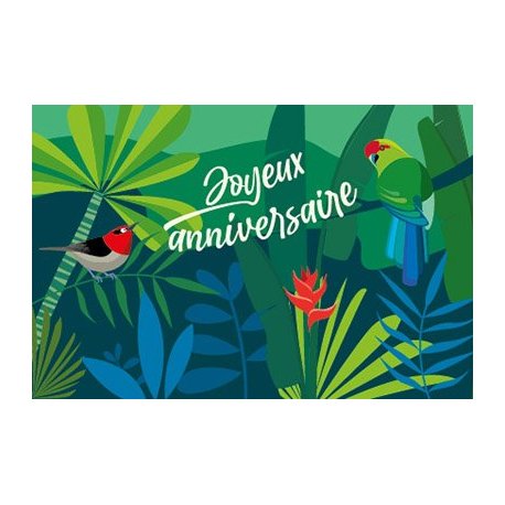 Carte double Joyeux anniversaire (perruche)