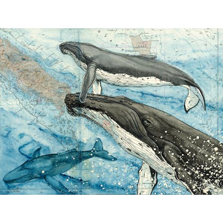 Tirage d'art Aquarelle sur carte marine 40 x 50 cm
