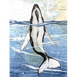 Tirage d'art Aquarelle sur carte marine 40 x 50 cm