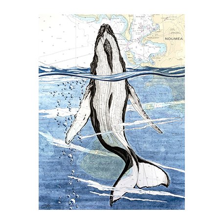 Tirage d'art Aquarelle sur carte marine 40 x 50 cm