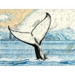 Tirage d'art Aquarelle sur carte marine 40 x 50 cm