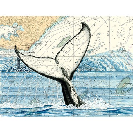 Tirage d'art Aquarelle sur carte marine 40 x 50 cm