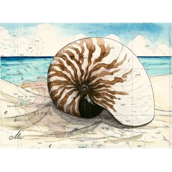 Tirage d'art Aquarelle sur carte marine 18 x 24 cm