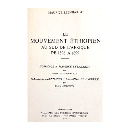 Le Mouvement éthiopien au Sud de l'Afrique de 1896 à 1899