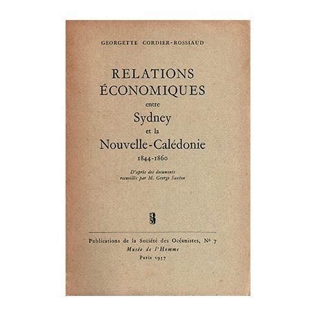 Relations économiques entre Sydney et la Nouvelle-Calédonie, 1844-1860