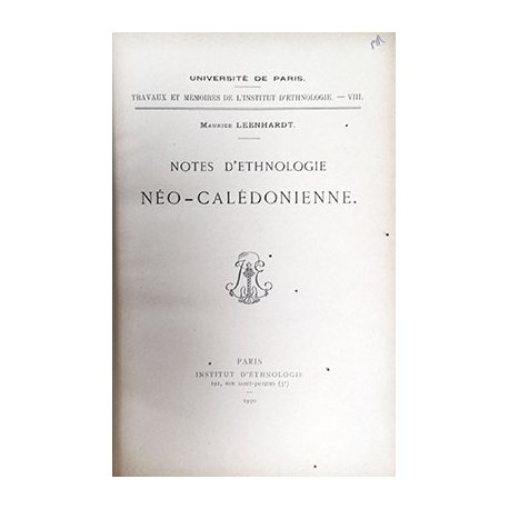Notes d'ethnologie néo-calédonienne